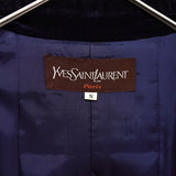 イヴ サンローラン 1990s ヴィンテージ シルク混 ヘリンボーン ダブル チェスターコート ロングコート レディース グレー - NEWSED