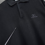 1990's ヴァレンティノ ガラヴァーニ Vロゴ ワンポイント刺繍 長袖ポロシャツ グレー フェード メンズL相当 - NEWSED