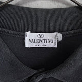 1990's ヴァレンティノ ガラヴァーニ Vロゴ ワンポイント刺繍 長袖ポロシャツ グレー フェード メンズL相当 - NEWSED