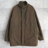 イヴ サンローラン 1990's ヴィンテージ YSLロゴ スタンドカラー ミドルコート シェルジャケット スエード調 カーキ - NEWSED