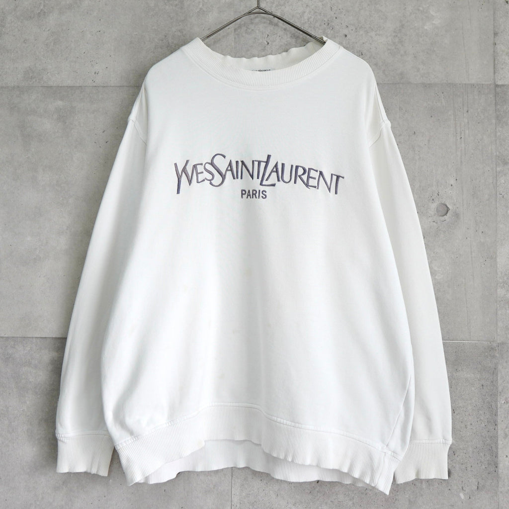 イヴ サンローラン 1990's ヴィンテージ スウェット YSLロゴ 刺繍 ホワイト