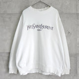イヴ サンローラン 1990's ヴィンテージ スウェット YSLロゴ 刺繍 ホワイト - NEWSED
