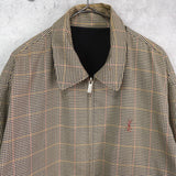 イヴ サンローラン 1990's ヴィンテージ リバーシブル YSLロゴ スエード調 ブルゾン ブラック チェック柄 - NEWSED