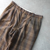 イヴ サンローラン 1990's ヴィンテージ スラックス YSLロゴ 刺繍 チェック柄 ブラウン系 - NEWSED