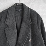 イヴ サンローラン 1990's ヴィンテージ YSLロゴ ダブルブレスト ウールコート コクーンコート オーバーコート グレー - NEWSED