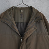 イヴ サンローラン 1990's ヴィンテージ YSLロゴ スタンドカラー ミドルコート シェルジャケット スエード調 カーキ - NEWSED