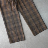 イヴ サンローラン 1990's ヴィンテージ スラックス YSLロゴ 刺繍 チェック柄 ブラウン系 - NEWSED