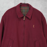イヴサンローラン 1990's ヴィンテージ リバーシブル YSLロゴ 刺繍 チェック柄 ウールブルゾン ブラウン / ボルドー - NEWSED