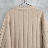 1990's イヴ・サンローラン カサンドラロゴ YSLロゴ アラン編み ケーブル編み ウール ニット セーター ベージュ 2XL相当 - NEWSED