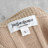 1990's イヴ・サンローラン カサンドラロゴ YSLロゴ アラン編み ケーブル編み ウール ニット セーター ベージュ 2XL相当 - NEWSED