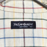 イヴサンローラン 1990s ヴィンテージ YSLロゴ 長袖シャツ チェック柄 イエロー - NEWSED
