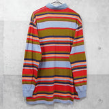 イヴ サンローラン 1990's ヴィンテージ カサンドラロゴ YSLロゴ 襟デニム切り替え ボーダー マルチカラー - NEWSED