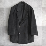 イヴ サンローラン 1990's ヴィンテージ YSLロゴ ダブルブレスト ウールコート コクーンコート オーバーコート グレー - NEWSED