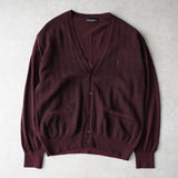 イヴサンローラン 1990's ヴィンテージ YSLロゴ 刺繍 カーディガン ボルドー - NEWSED
