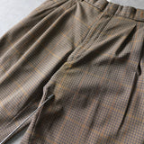 イヴ サンローラン 1990's ヴィンテージ スラックス ツータック YSLロゴ刺繍 チェック柄 ベージュ - NEWSED