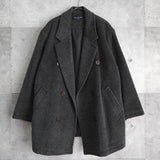 イヴ サンローラン 1990's ヴィンテージ YSLロゴ ダブルブレスト ウールコート コクーンコート オーバーコート グレー - NEWSED