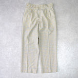 イヴ サンローラン 1990's ヴィンテージ スラックス YSLロゴ 刺繍 チェック柄 ベージュ - NEWSED