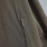 イヴ サンローラン 1990's ヴィンテージ YSLロゴ スタンドカラー ミドルコート シェルジャケット スエード調 カーキ - NEWSED