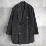 イヴ サンローラン 1990's ヴィンテージ YSLロゴ ダブルブレスト ウールコート コクーンコート オーバーコート グレー - NEWSED