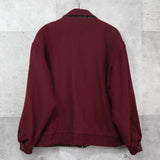 イヴサンローラン 1990's ヴィンテージ リバーシブル YSLロゴ 刺繍 チェック柄 ウールブルゾン ブラウン / ボルドー - NEWSED