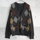 イヴ サンローラン 1990's ヴィンテージ YSLロゴ アーガイル柄 カーディガン グレー - NEWSED