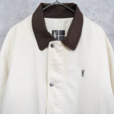 イヴ サンローラン 1990's ヴィンテージ YSLロゴ ミドルコート カバーオール ブルゾン アイボリー/ブラウン - NEWSED