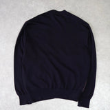 イヴ サンローラン 1990's ヴィンテージ YSLロゴ ウール カーディガン チェック柄 ネイビー - NEWSED