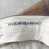 イヴ サンローラン 1990's ヴィンテージ スラックス YSLロゴ 刺繍 チェック柄 ブラウン系 - NEWSED