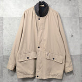 イヴ サンローラン 1990's ヴィンテージ YSLロゴ 刺繍 リバーシブル ミドル丈 ブルゾン ナイロンジャケット ネイビー / ベージュ - NEWSED