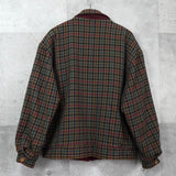 イヴサンローラン 1990's ヴィンテージ リバーシブル YSLロゴ 刺繍 チェック柄 ウールブルゾン ブラウン / ボルドー - NEWSED