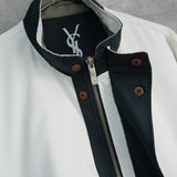 イヴ サンローラン 1990's ヴィンテージ YSLロゴ ブルゾン カバーオール コート ホワイト/ダークネイビー - NEWSED