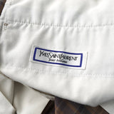 イヴ サンローラン 1990's ヴィンテージ スラックス YSLロゴ 刺繍 チェック柄 ブラウン系 - NEWSED