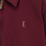 イヴサンローラン 1990's ヴィンテージ リバーシブル YSLロゴ 刺繍 チェック柄 ウールブルゾン ブラウン / ボルドー - NEWSED