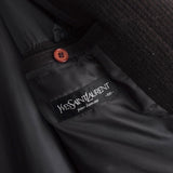 イヴ サンローラン 1990's ヴィンテージ YSLロゴ コーデュロイ調 ウールコート コクーンコート オーバーコート ブラウン - NEWSED