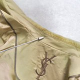 イヴ サンローラン 1990's ヴィンテージ カサンドラロゴ YSLロゴ 裏地ロゴ ブルゾン カーキベージュ - NEWSED