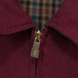 イヴサンローラン 1990's ヴィンテージ リバーシブル YSLロゴ 刺繍 チェック柄 ウールブルゾン ブラウン / ボルドー - NEWSED