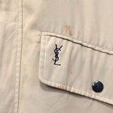 イヴ サンローラン 1990's ヴィンテージ YSLロゴ 刺繍 リバーシブル ミドル丈 ブルゾン ナイロンジャケット ネイビー / ベージュ - NEWSED