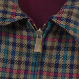 イヴサンローラン 1990's ヴィンテージ リバーシブル YSLロゴ 刺繍 チェック柄 ウールブルゾン ブラウン / ボルドー - NEWSED