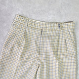 イヴ サンローラン 1990's ヴィンテージ スラックス YSLロゴ 刺繍 チェック柄 ベージュ - NEWSED