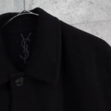 イヴ サンローラン 1990's ヴィンテージ YSLロゴ ウールコート ミドルコート ブラック - NEWSED