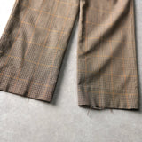 イヴ サンローラン 1990's ヴィンテージ スラックス ツータック YSLロゴ刺繍 チェック柄 ベージュ - NEWSED