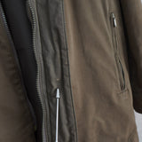 イヴ サンローラン 1990's ヴィンテージ YSLロゴ スタンドカラー ミドルコート シェルジャケット スエード調 カーキ - NEWSED