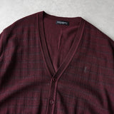 イヴサンローラン 1990's ヴィンテージ YSLロゴ 刺繍 カーディガン ボルドー - NEWSED