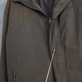 イヴ サンローラン 1990's ヴィンテージ YSLロゴ スタンドカラー ミドルコート シェルジャケット スエード調 カーキ - NEWSED