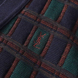 イヴ サンローラン 1990's ヴィンテージ YSLロゴ 格子柄 カーディガン ネイビー/グリーン - NEWSED