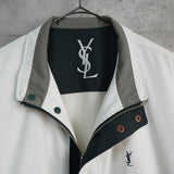 イヴ サンローラン 1990's ヴィンテージ YSLロゴ ブルゾン カバーオール コート ホワイト/ダークネイビー - NEWSED