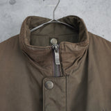 イヴ サンローラン 1990's ヴィンテージ YSLロゴ スタンドカラー ミドルコート シェルジャケット スエード調 カーキ - NEWSED
