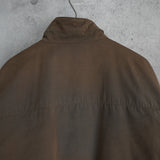 イヴ サンローラン 1990's ヴィンテージ YSLロゴ スタンドカラー ミドルコート シェルジャケット スエード調 カーキ - NEWSED