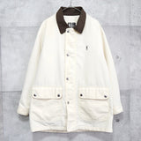 イヴ サンローラン 1990's ヴィンテージ YSLロゴ ミドルコート カバーオール ブルゾン アイボリー/ブラウン - NEWSED