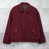 イヴサンローラン 1990's ヴィンテージ リバーシブル YSLロゴ 刺繍 チェック柄 ウールブルゾン ブラウン / ボルドー - NEWSED